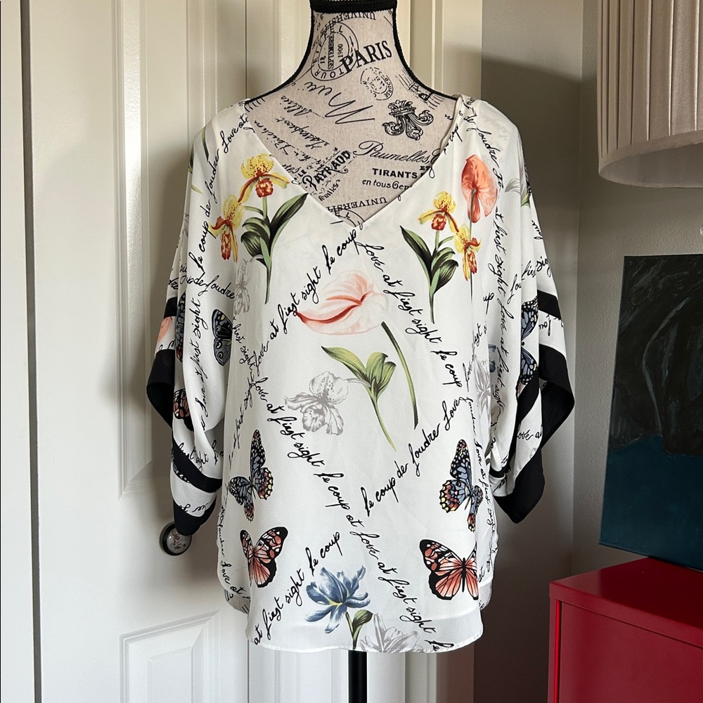 NWT Floral and Butterfly Print Kimono Top by WHbM